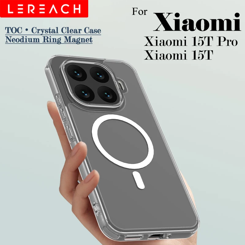 Lereach for Xiaomi 15T Pro 15T Magnetic Crystal Clear 4-Corner Shockproof Phone Case Wireless Charging Cover