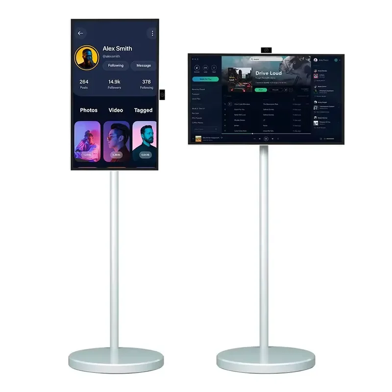 32 Inch Full HD 1080P Capacitive Touch Screen Monitor USB WiFi Smart TV Floor Standing Display for Work Study Home Office Use