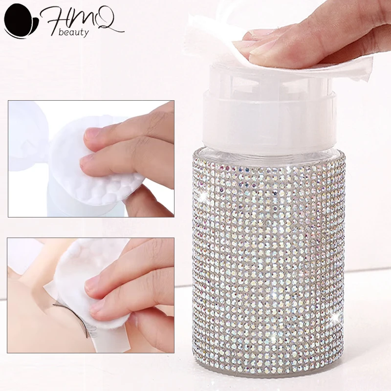 Diamond Refillable Press Pump Bottle 200ml Empty Dispenser Liquid Container Nail Art Polish Remover Makeup Bottles Manicure Tool