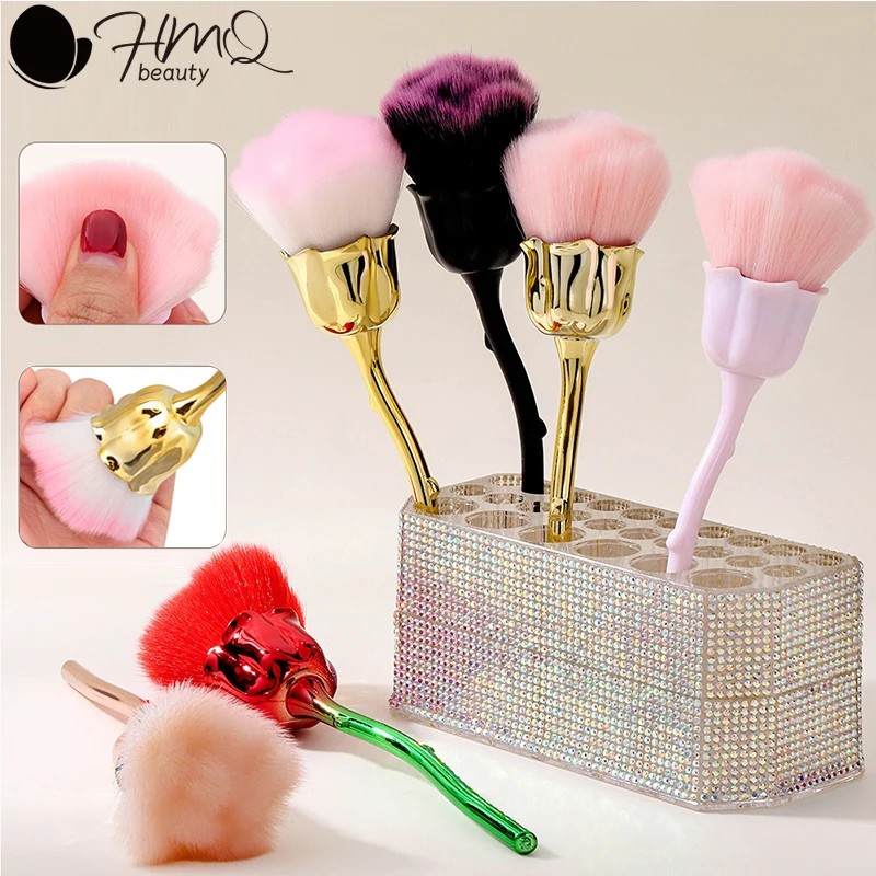 Rose Flower Shape Makeup Brush Round Makeup Loose Powder Brushes Manicure Nail Polishing Dust Removal Brush Beauty Make Up Tools