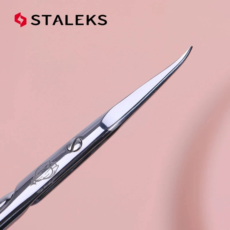 1pc STALEKS SX-21/1m Manicure Dead Skin Scissors Russian Style Olecranon Eyebrow Scissor Magnolia Pattern Exfoliating Nail Tool