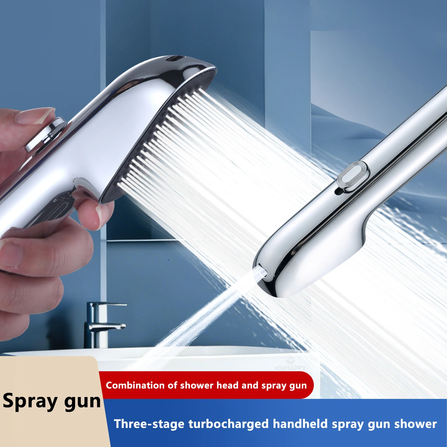 Three-stage Turbocharged Handheld Spray Gun Shower 4cm Mini High Pressure Shower Head for Pet Wash Bathroom Accessories