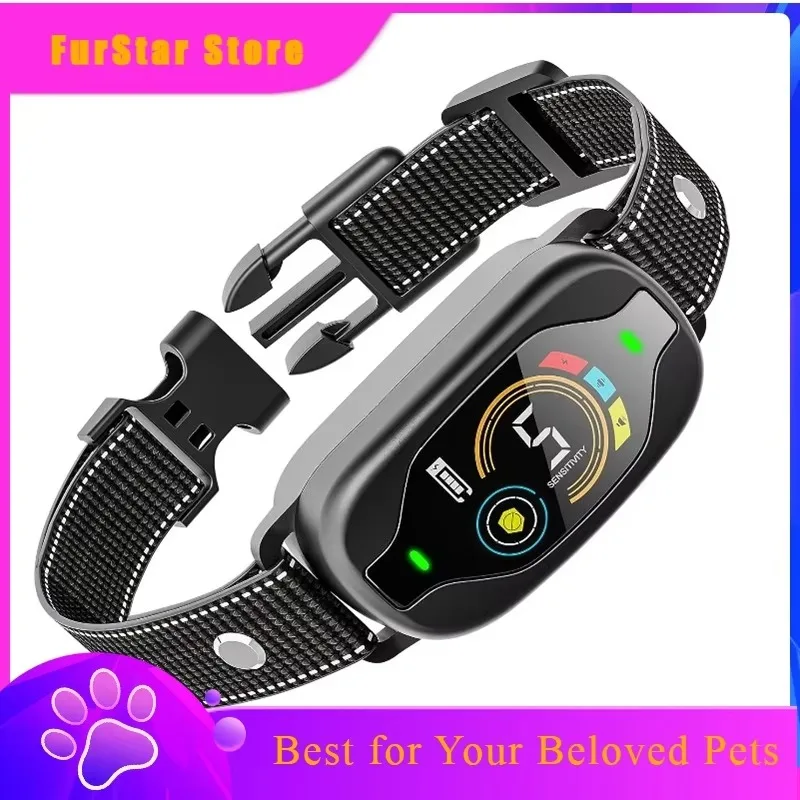 FurstarAutomatic Dog Anti Barking Collar Waterproof Dogs Accessories Collars Pet Puppy Electric Shocker Dogs Behavior Training C
