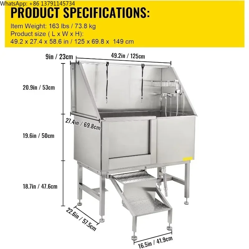 2026 Dog Grooming Tub Professional Stainless Steel Pet Dog Bath Tub With Door Faucet & Accessories Dog Washing Station Bathtub