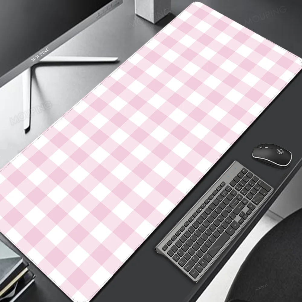 Pink Lattice Mouse Pad Kawaii Cute Mousepad Desk Mat Gaming Laptop Office Carpet Keyboard Mechanical Gamer Keyboard Mouse Mats