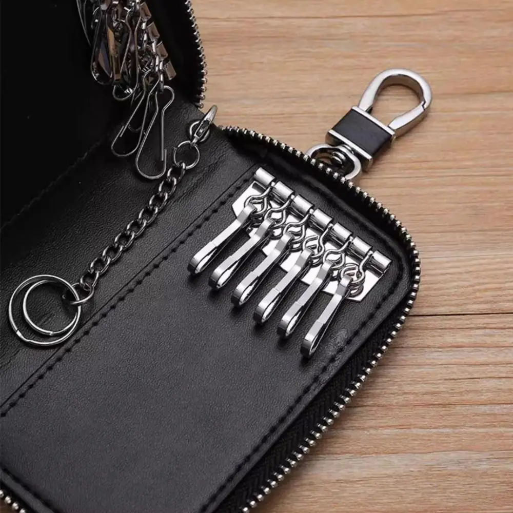 Universal Fit Retro Car Key Wallet Portable Waterproof Key Storage Pouch Card Slot Simple Zipper Key Bag Men Women