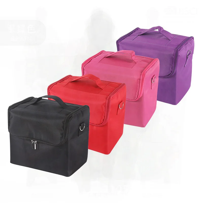 Professional Cosmetic Bag Large Capacity Waterproof High-Density Fabric Travel Storage Case for Beauty Nail Art Tools Solid