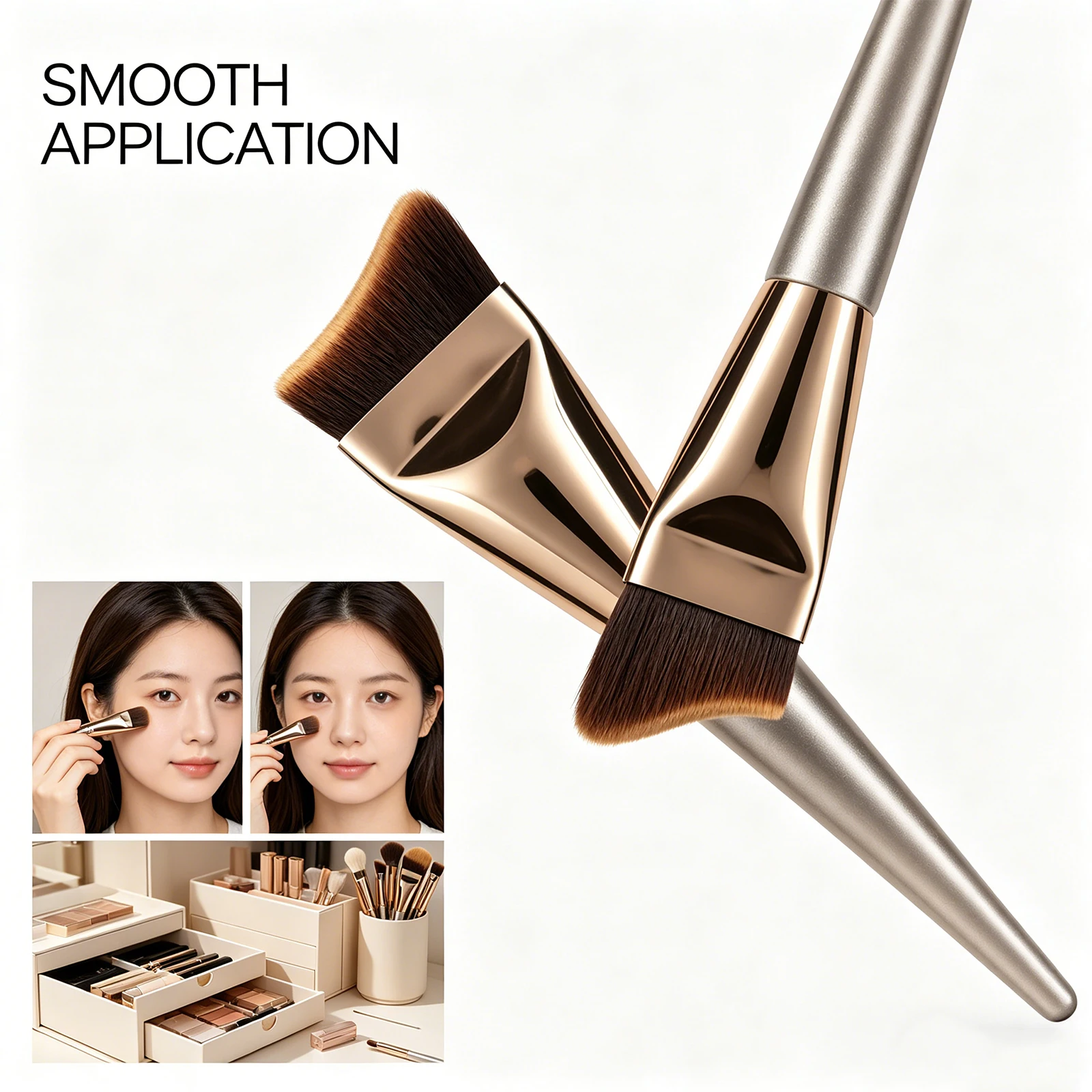 Even Coverage Flawless Base Soft Smooth Foundation Brush Easy Application High Powder Absorption Beauty Tool Flawless Makeup