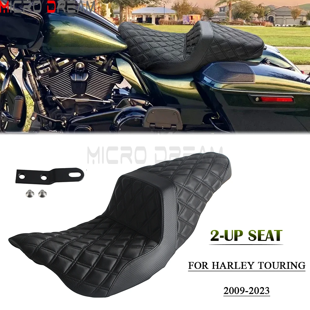 Two-Up Front Driver Seat Motorcycle Rear Passenger Seat Cushion For Harley Touring Road King Electra Glide Ultra Limited 2009-23