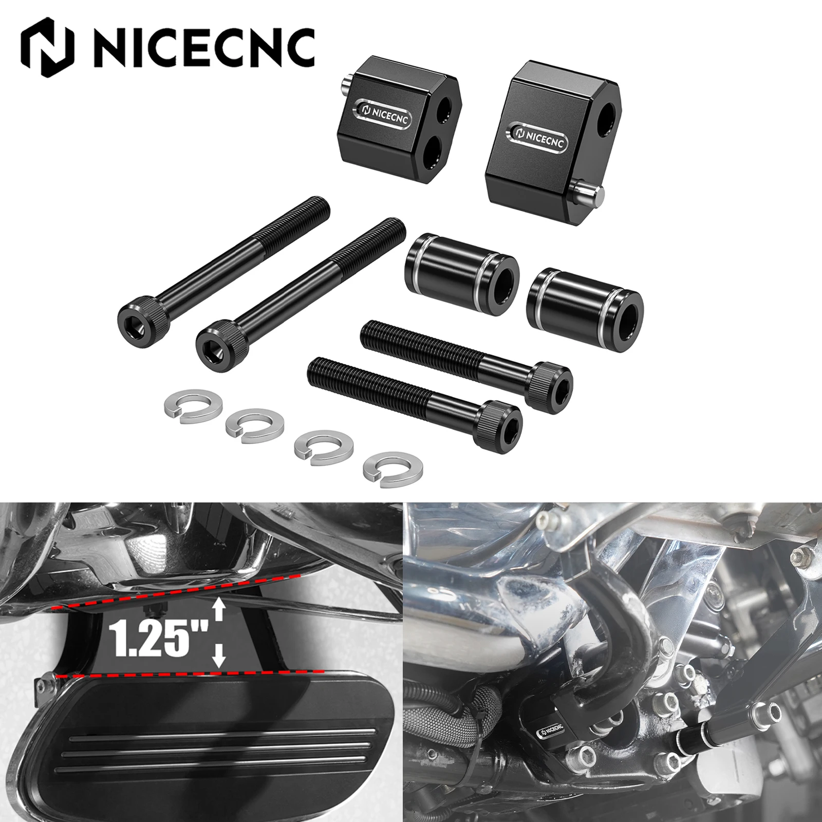 For Harley Street Glide FLHX FLHXS 2009-2024 Driver Floorboard Extenders Kit Road King Classic FLHRC 2009-2020 Road Glide FLTRX