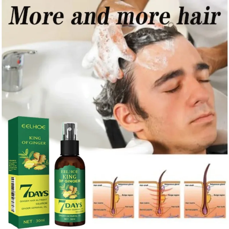 Fast Ginger Hair Growth Serum Anti Hair Loss Baldness Regrowth Hair Care Oil Repair Damaged Scalp Treatment For Women Men