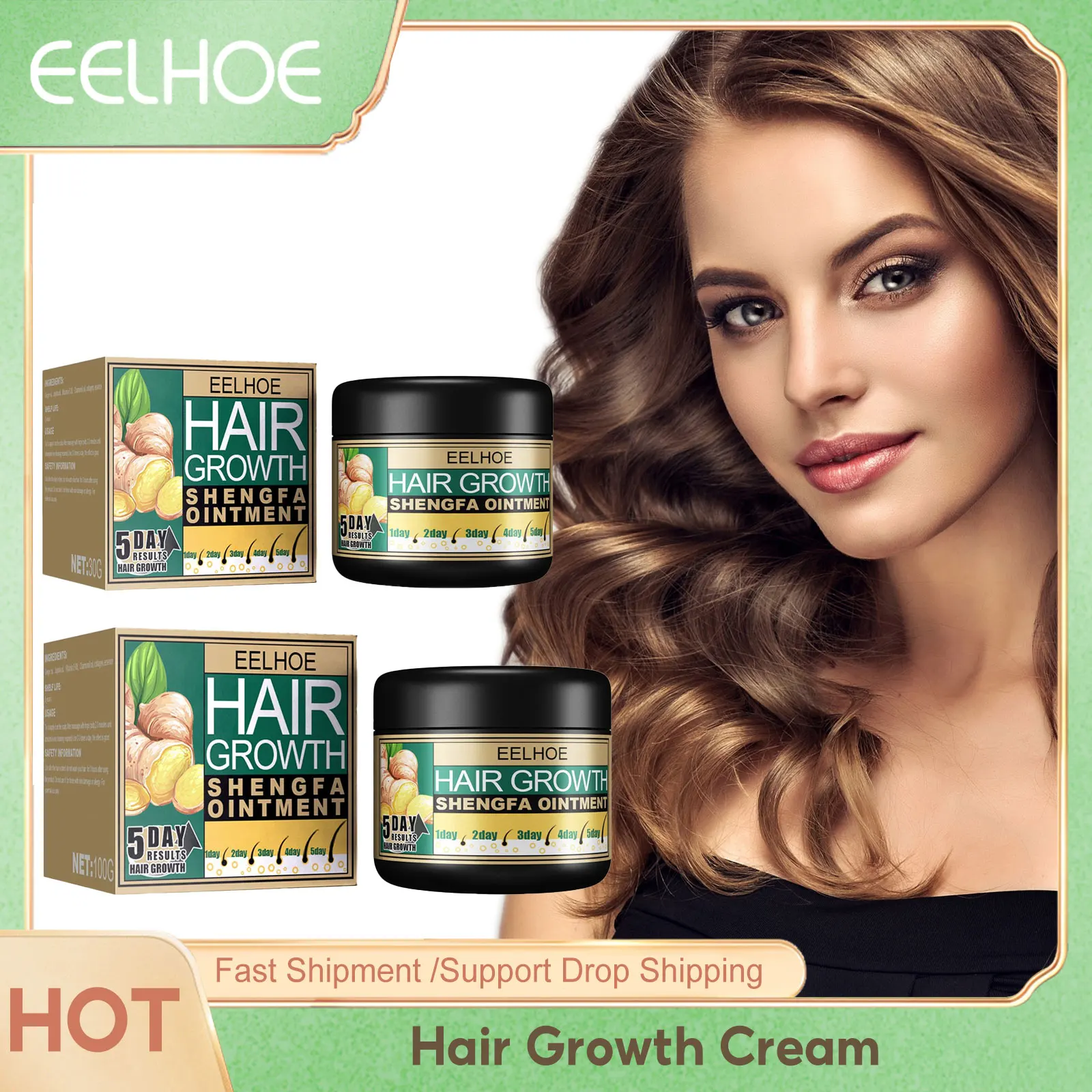 EELHOE Ginger Hair Growth Cream Anti Hair Loss Dense Hair Regrowth Nourish Scalp Treatment Strengthening Follicles Repair Cream