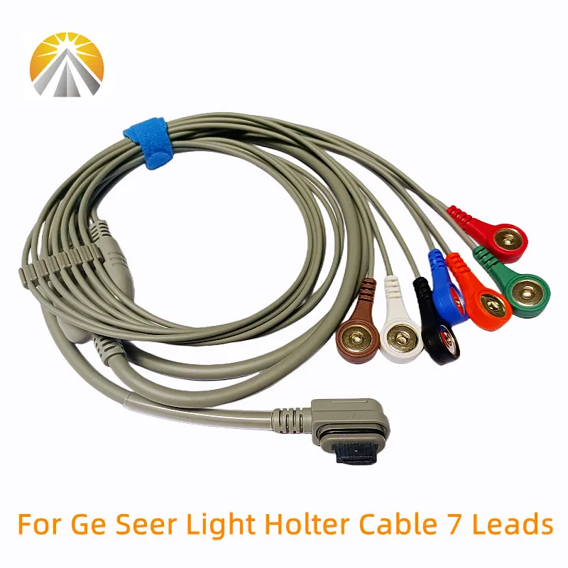 ECG Patient Cable Holter Recorder 5 or 7 Leads Snap 4.0 for Ge Seer Light Holter Machine 2 and 3 Channels AHA Standard