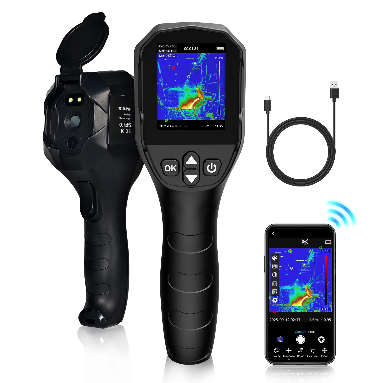 HoldPeak Thermal Imager Gun, 240x240 IR Camera -4°F~1022°F, Home Electrical HVAC Leak Detection, Temperature Gun for Inspection