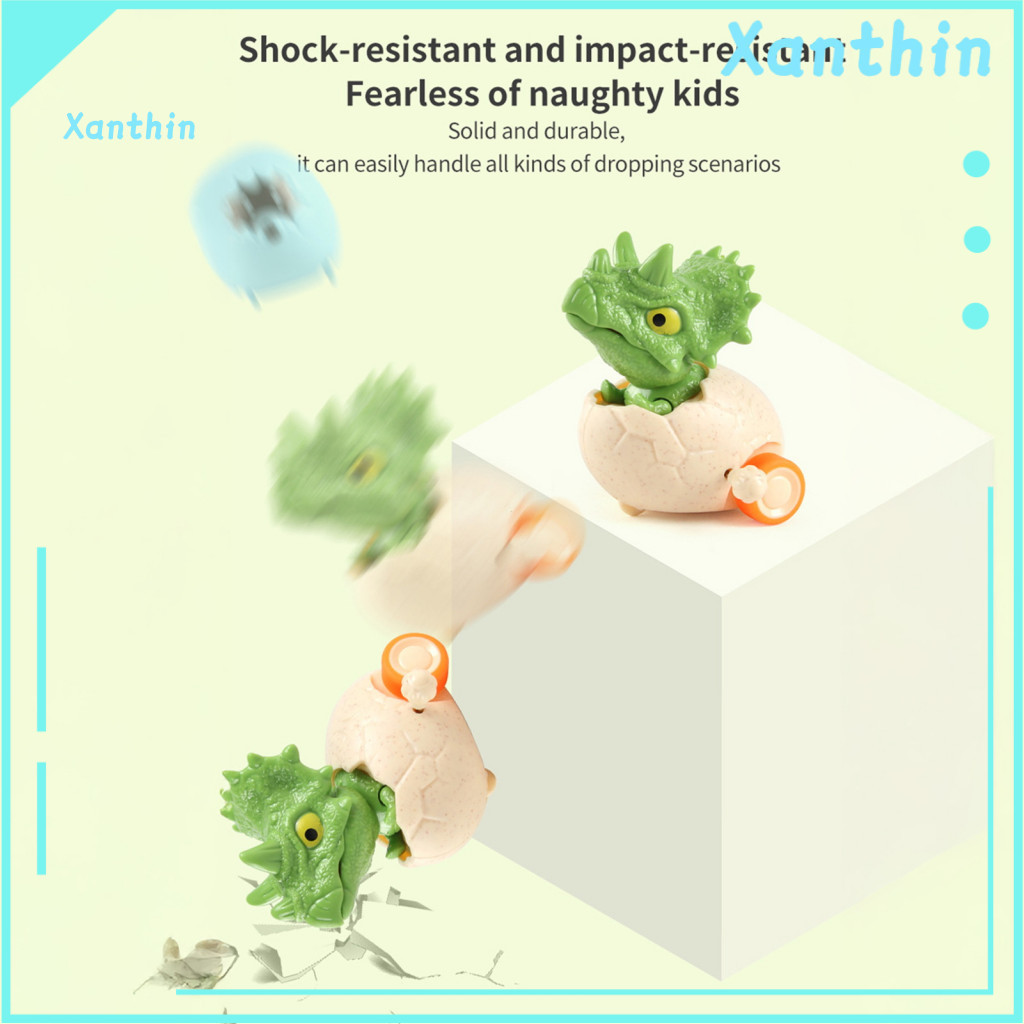 Battery-free Dinosaur Toy Wind-up Egg with Movable Mouth Clockwork Drive Dino Car 3 Magnetic Eggs Cartoon Toddler – Fu