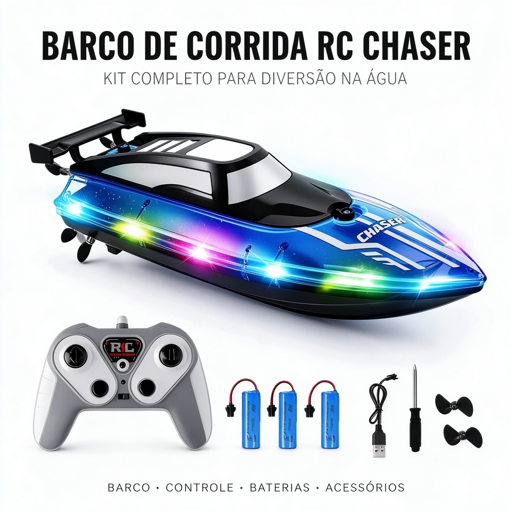 Boat Speedboat Remote Contro Rechargeable Battery 2.4ghz Recarregável Led Para Piscina Toys Radical Fun in the Water Sum
