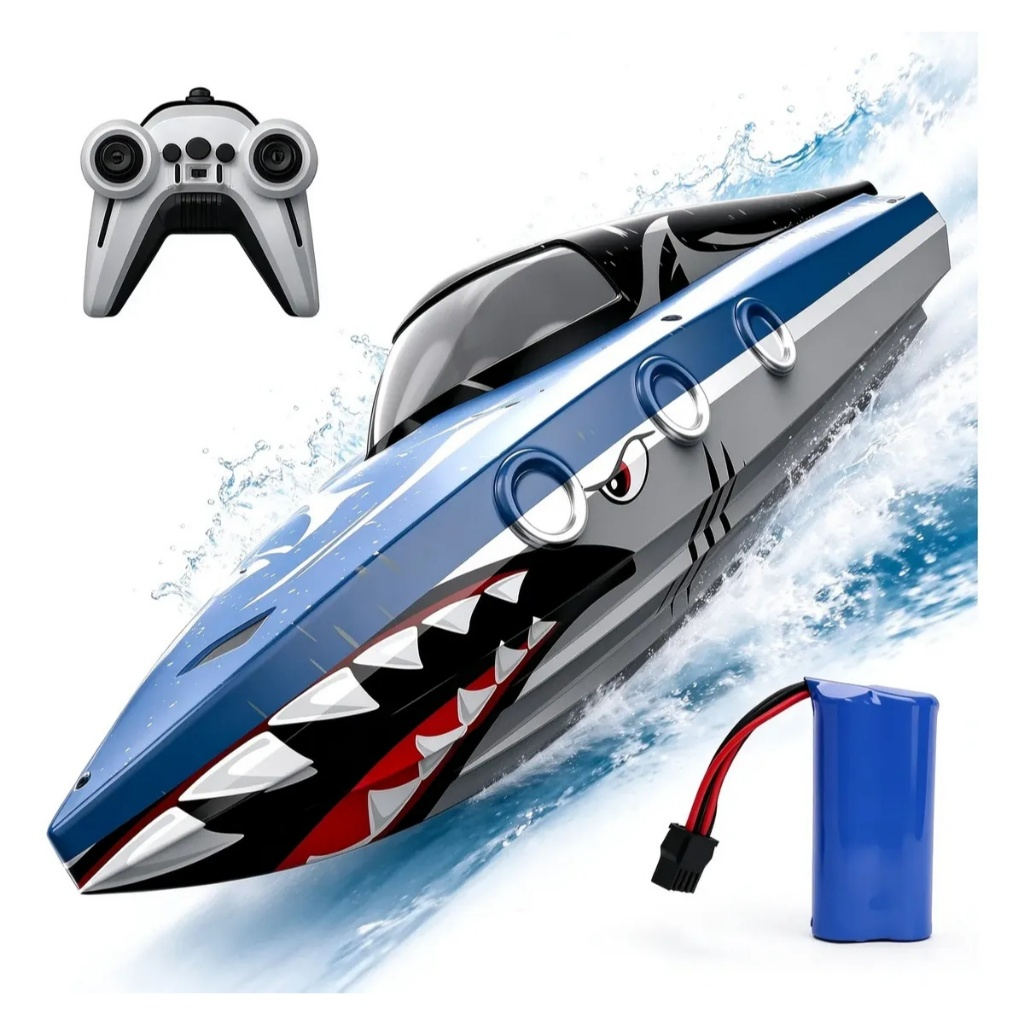 Shark Remote Control Rechargeable Battery Boat With Light Toy Simulation Robot Submarine Animals Fish Pool Barco Lancha