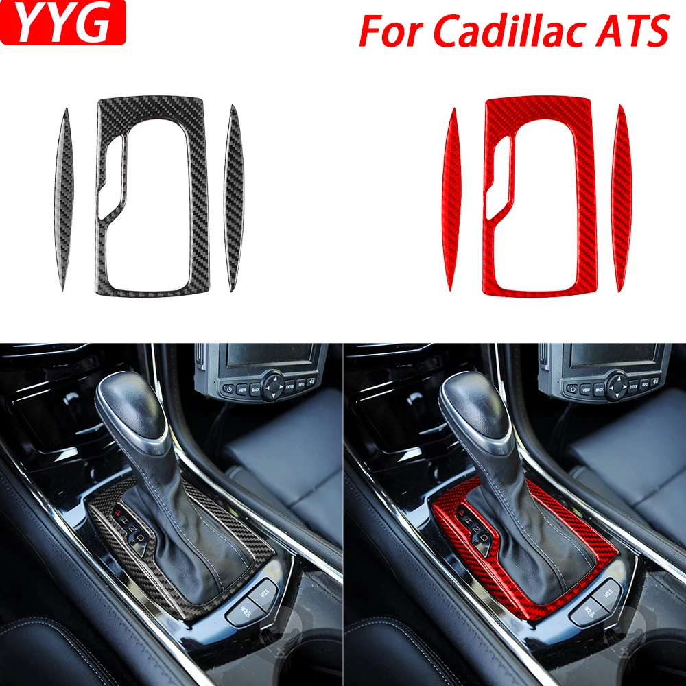 For Cadillac ATS 2013-2019 Carbon Fiber Automatic Gear Shift Panel Decorative Cover Car Interior Decoration Accessories Sticker