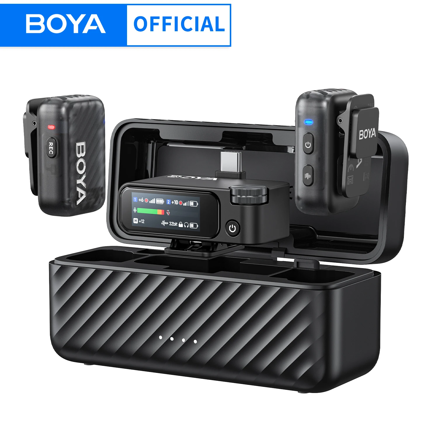 BOYA BOYAMIC 2 Professional Wireless Lavalier Lapel Microphone for iPhone USB-C Android Camera for Live Streaming Recording Vlog