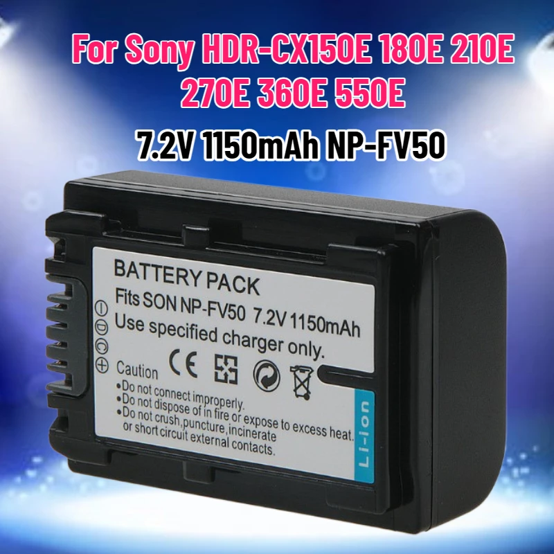 7.2V 1150mAh NP-FV50 Battery NP-FV50 Rechargeable Battery for Sony HDR-CX150E 180E 210E 270E 360E 550E Digital Camera