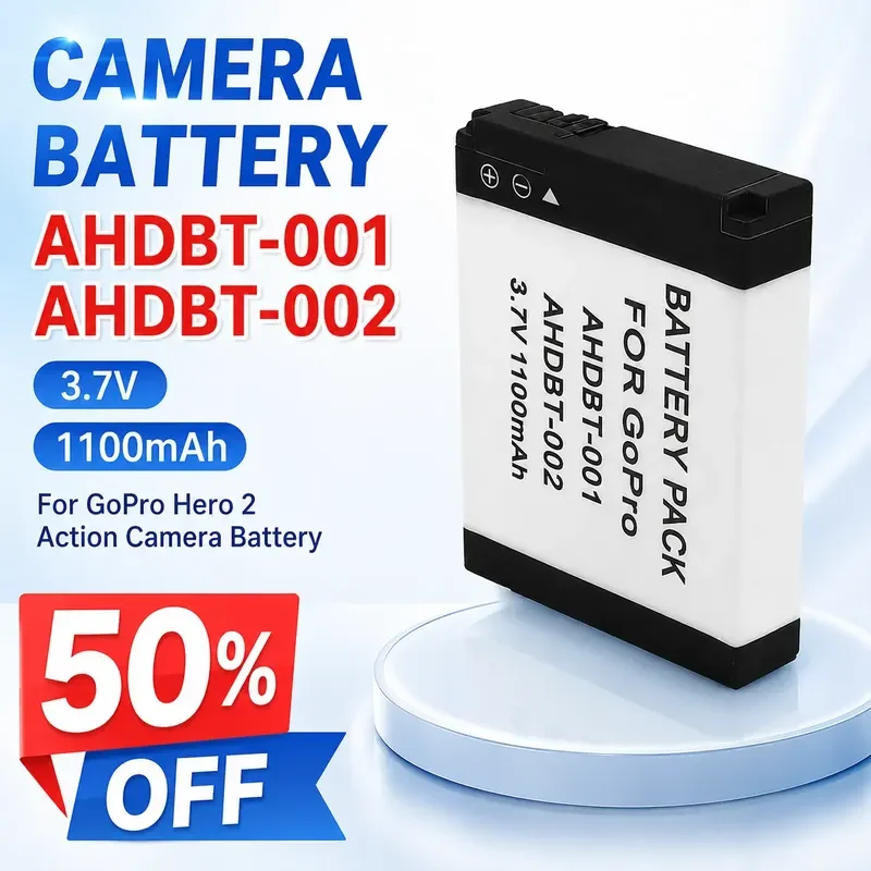 For GoPro Hero 2 AHDBT-001 AHDBT-002 3.7V 1100mAh Rechargeable Digital Camera Replacement Battery Pack
