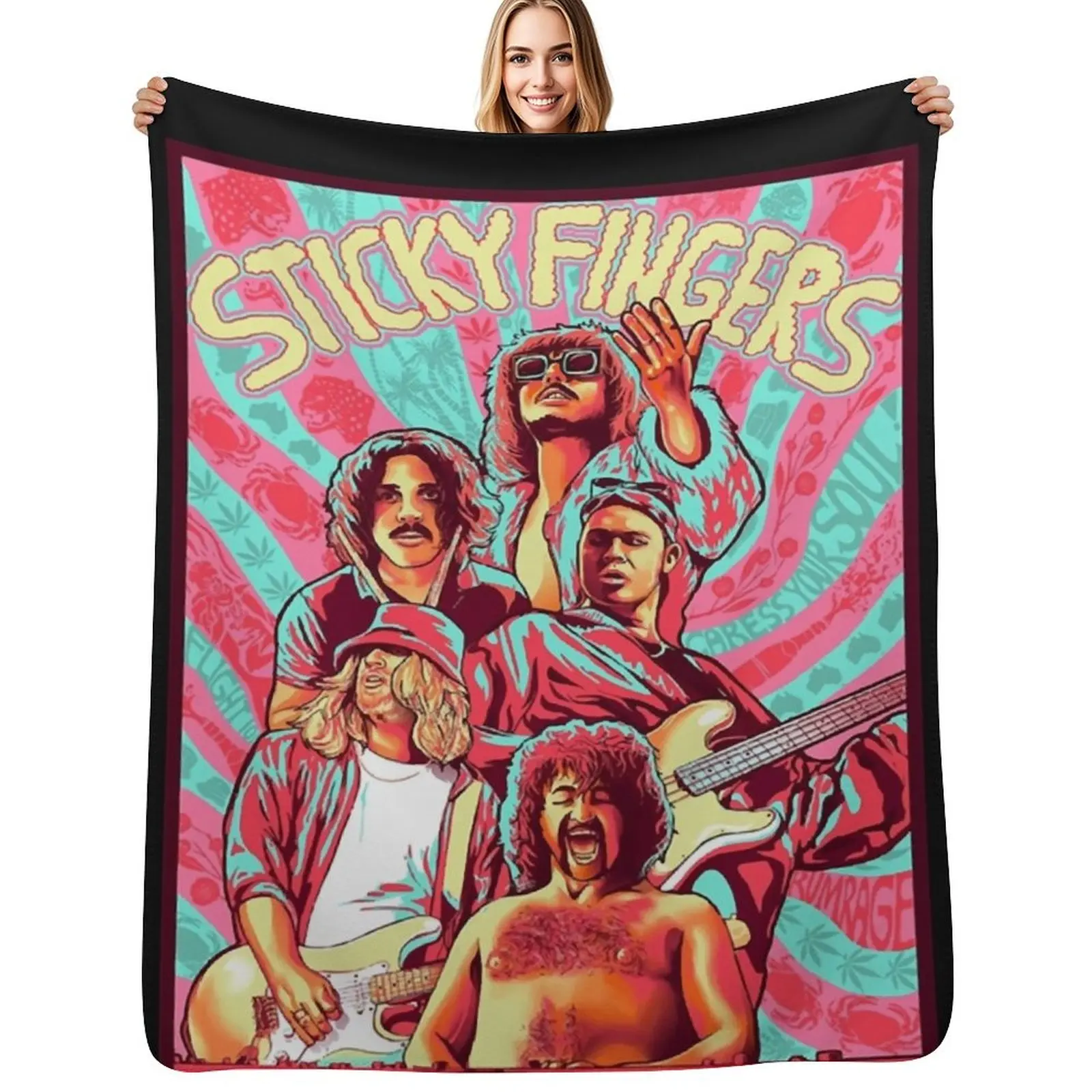 Sticky Fingers Essential T-Shirt Throw Blanket Foldable Soft Warm Blanket for Outdoor Use