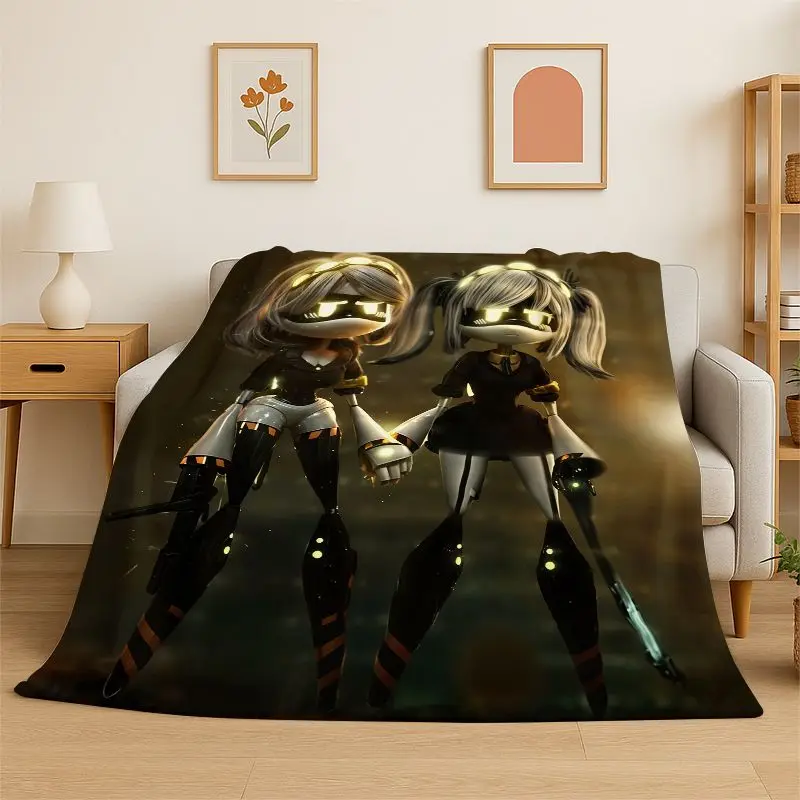 Cartoon Murder Drones Uzi V Robot Flannel Blanket Soft Warm Throw Blanket for Bedroom Living Room Bed Travel Camping Picnic