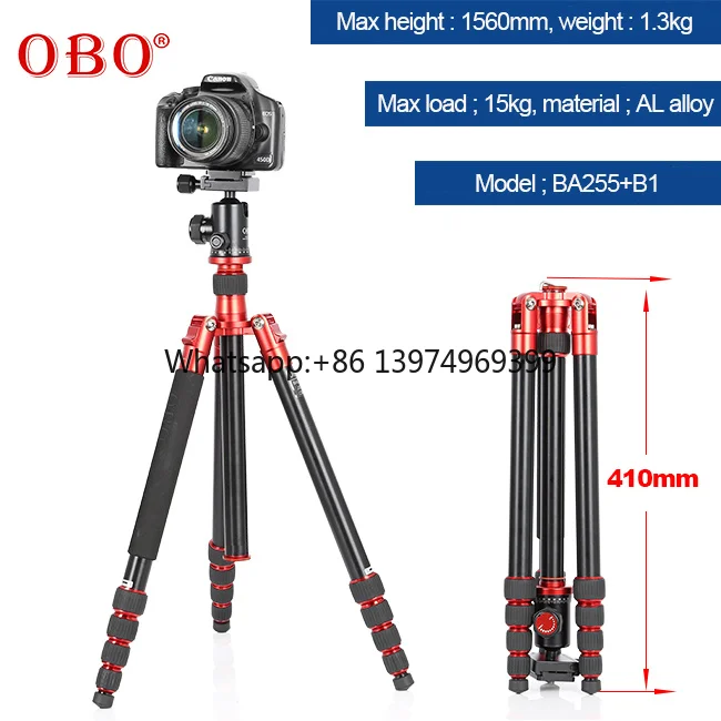 OBO BA255  Aluminum Tripod Stand, 360° Rotatable Foldable Monopod Tripod for Live Streaming & Travel Photography