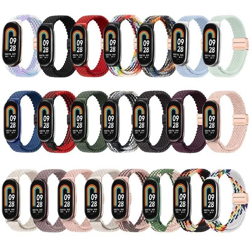 Nylon Braided Magnetic Buckle Strap For Xiaomi Smart Band 10 9 8 Mi 8 9 10 NFC Soft Watch Band Bracelet Breathable Loop