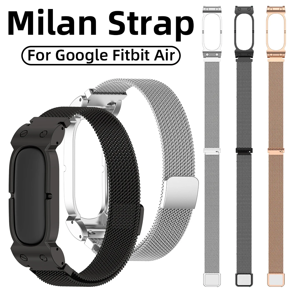 Milanese Watch Band For Fitbit Air Stainless Steel Mesh Strap Replacement Magnetic Bracelet Metal Wristband Men Women