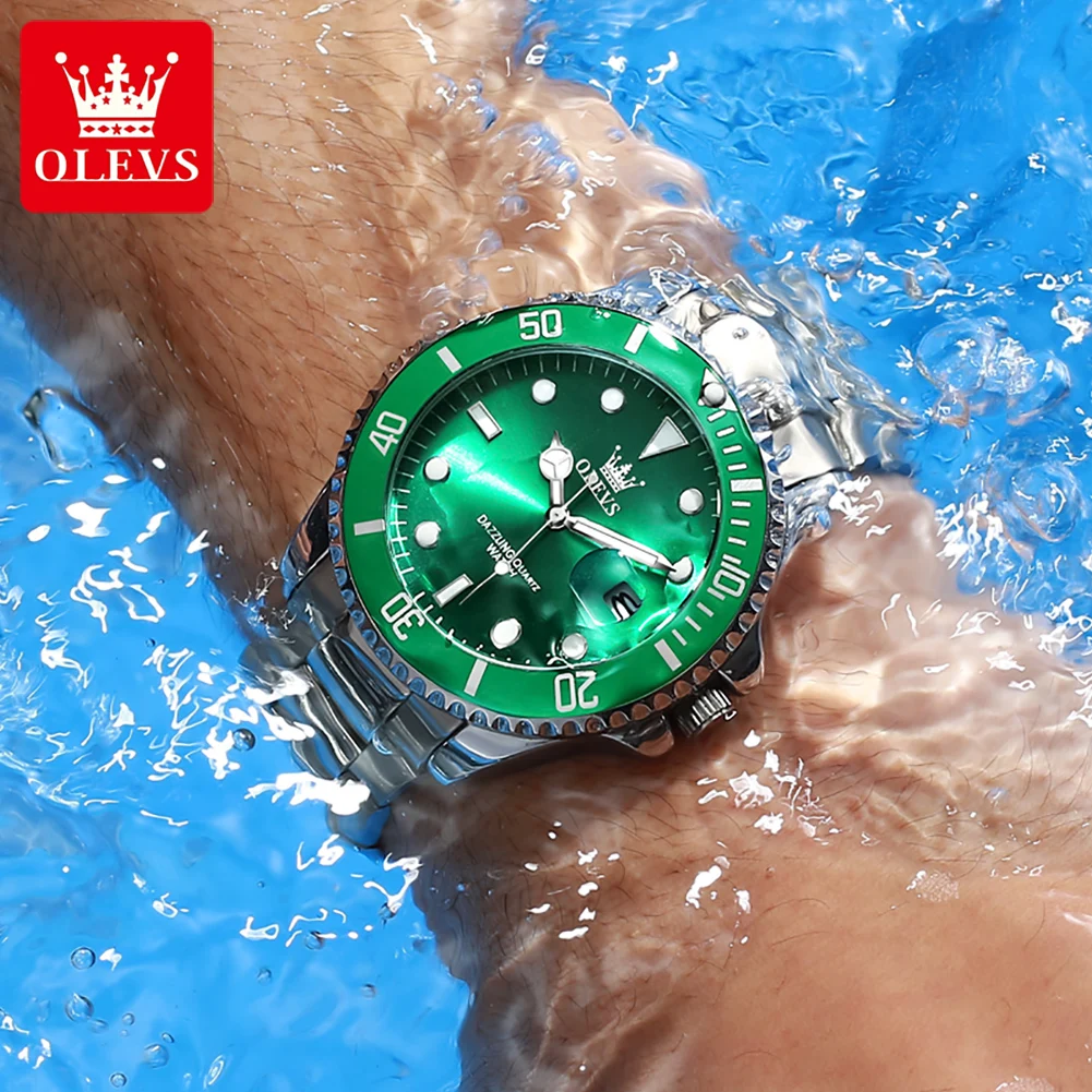OLEVS Men's Watches 5885G Top Brand Classic Luxury Fashion Original Quartz Watch for Man Diving Timing Bezel Waterproof Luminous