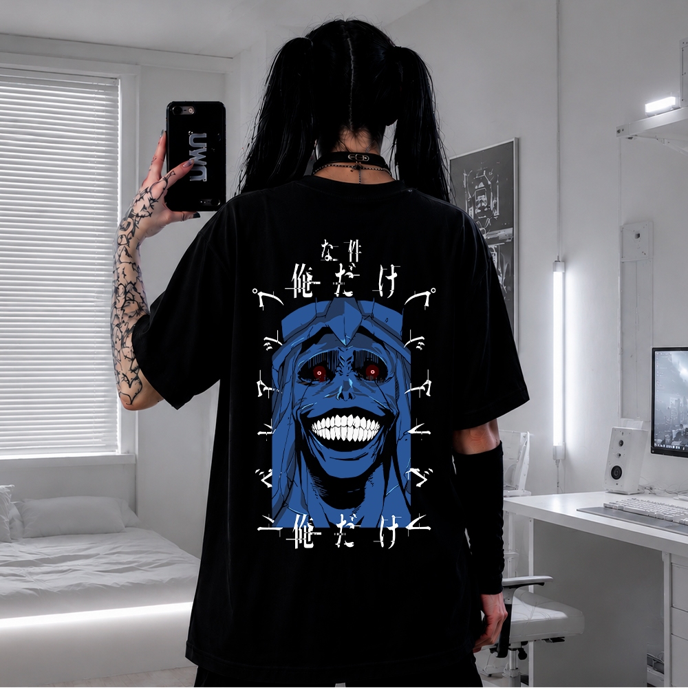 Camiseta Anime Solo Leveling Estátua de Deus Oversized Premium Streetwear/casual/treino