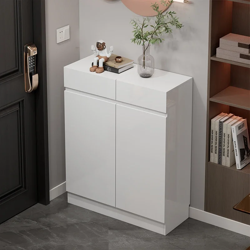 Lazy Wooden Shoe Cabinet White Minimalist Living Room Shoe Rack Display Hallway Partitions Ergonomic Zapatero Hotel Furniture