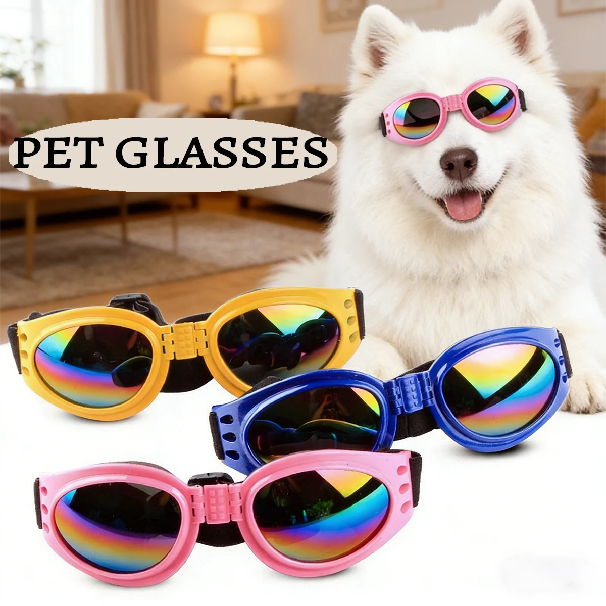 1 Pc Pet Sunglasses Cats & Dogs Portable Foldable Fashion Trend Style Sunproof Windproof Goggles Pet Accessory