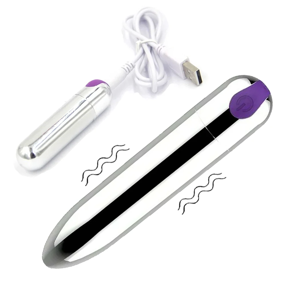Mini Rechargeable Bullet Vibrator, Powerful Waterproof Clitoral Massager with USB Charger for Travel, Couples Pleasure Toy