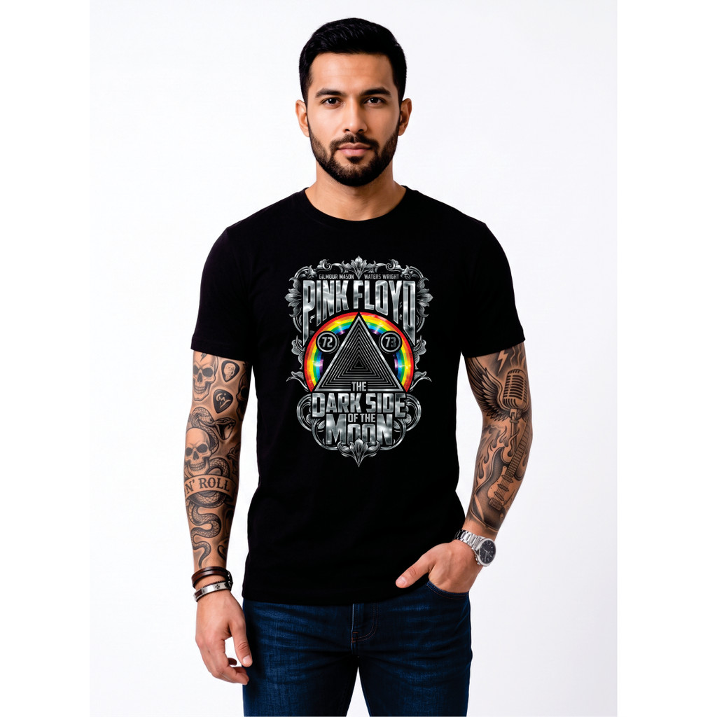 Camiseta Pink Floyd Rock The Dark Side of the Moon 100% Algodão Premium Preta P ao GG Halftone Unissex