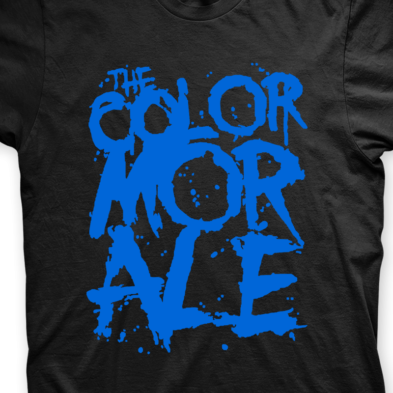 Camiseta The Color Morale Preta e Azul Claro em Silk 100% Algodão