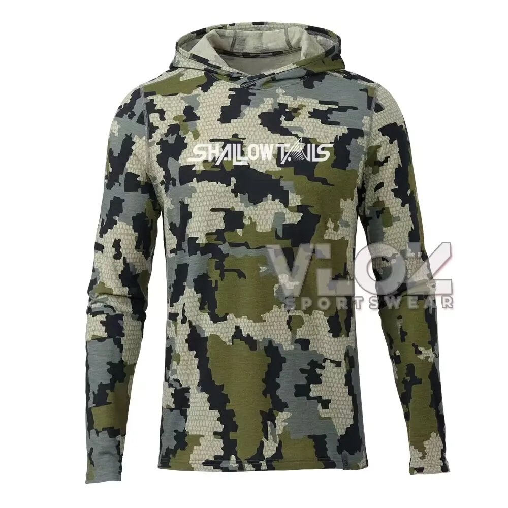 Shallow Tails Hood Fishing Shirt Professional Men Long Sleeve Fish Jersey Hoodie Sailing UV Protection UPF50+ T-shirt Apparel