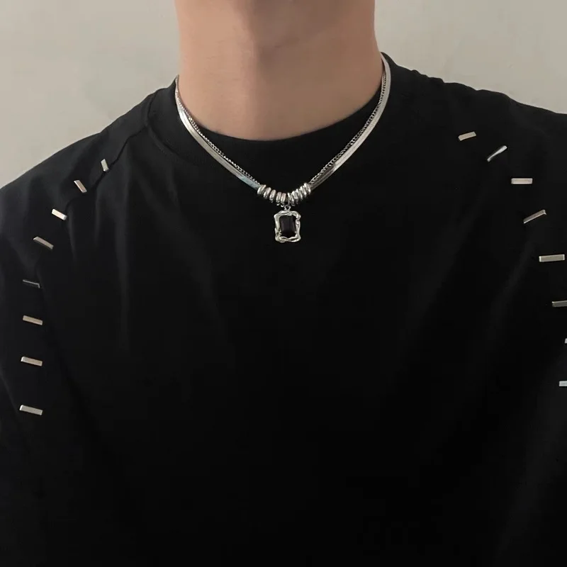 Minimalist Snake Necklace for Men and Women Premium Titanium Steel Choker Chain for Hoodies Sweaters Casual Streetwear Jewelry