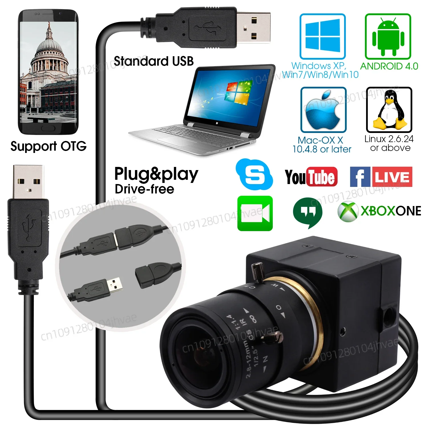 Hot ELP 1080P USB Camera IMX323 H.264 Low Light Camera 0.01Lux Industrial Machine Vision Mini Webcam for PC Computer Laptop
