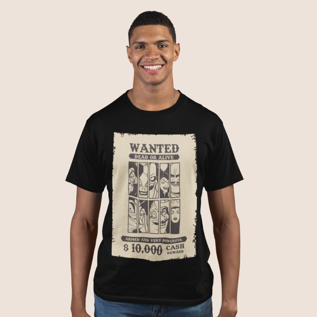 Camiseta Most Wanted (Vilões Disney) - Estampa em Alta Qualidade DTF 100% Algodão