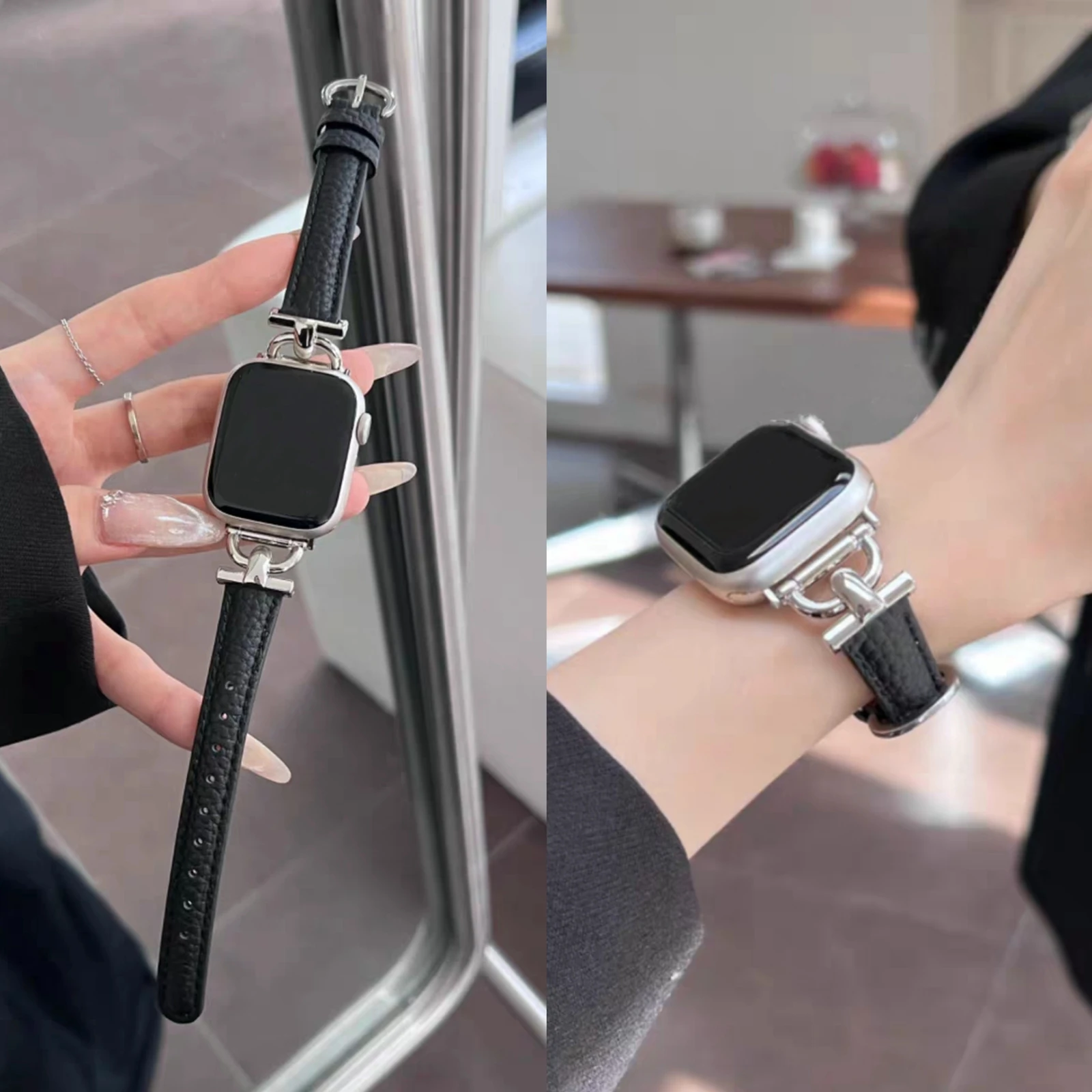 Fashion Leather Loop Correa for Apple Watch Band Series Ultra 11/10/9/8/7/6/5/4/3 38mm 40mm 41mm 42mm 44mm 45mm 46mm 49mm Strap
