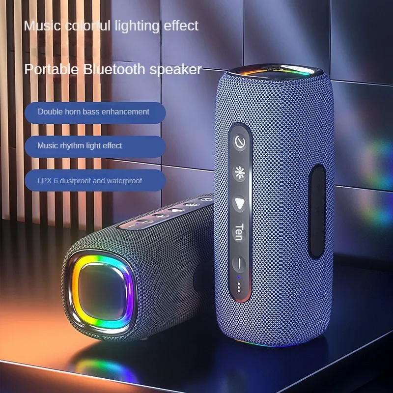 Portable Waterproof Outdoor Wireless Bluetooth Speakers with RGB Lights for Gaming and Audio