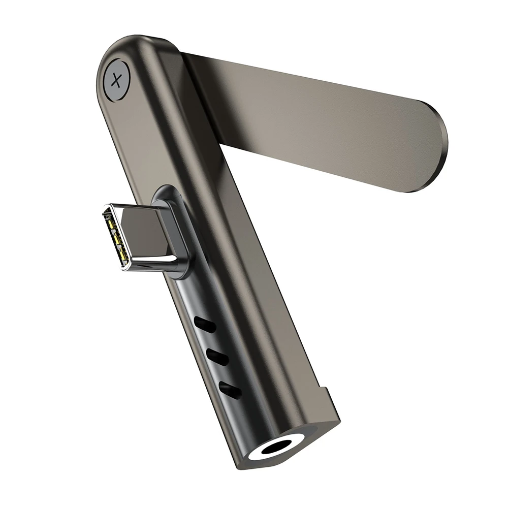 USB C to 3.5mm Jack Audio Bracket Adapter Folding Phone Stand Aluminum Alloy Mini Headphone Converter For iPhone Samsung Huawei