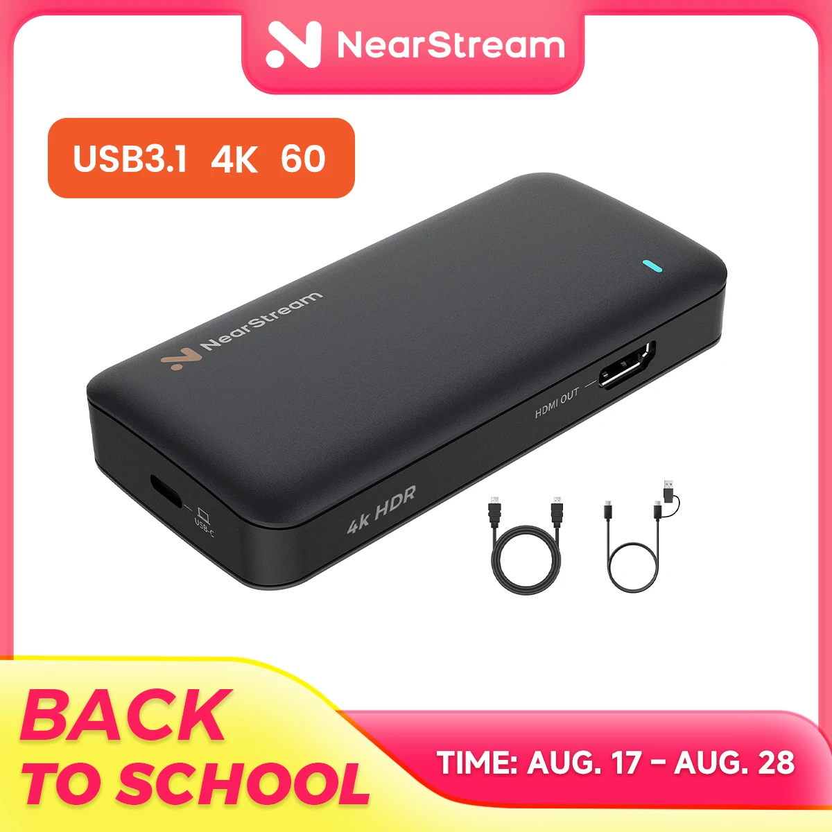 NearStream Premium 4K60 USB 3.1 Capture Card Ultra Low Latency for Xbox PS5 Switch DSLR Camera