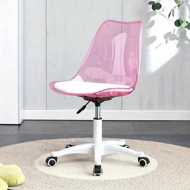 -ww Computer Chair Transparent Backrest Adjustable Office Home Study Swivel Bedroom Dormitory Makeup
