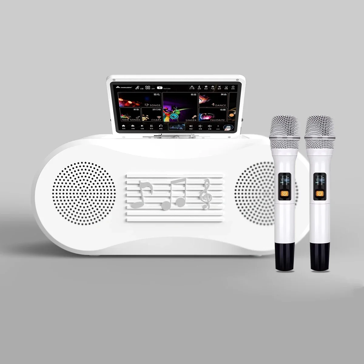 All-in-One Portable Smart Android System Karaoke Player Mini Home KTV Machine With 2 Wireless Microphones For Parties