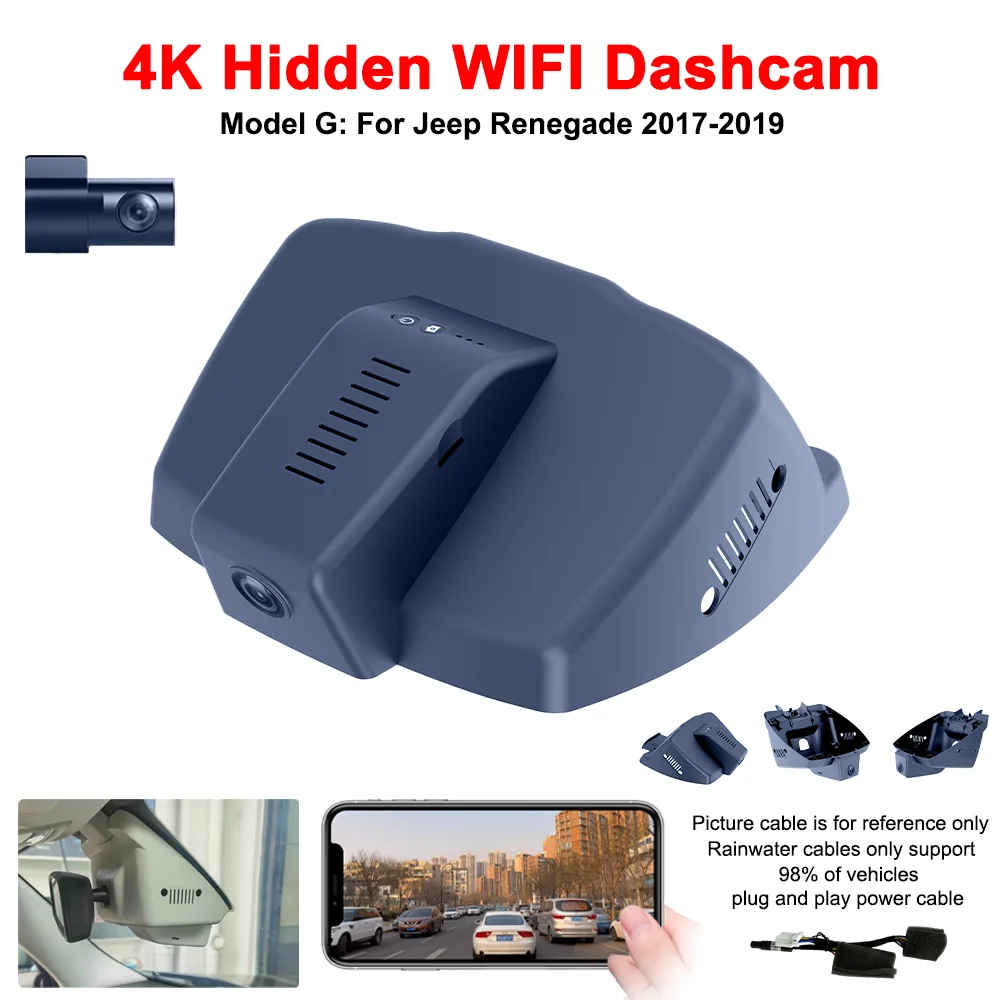 For Jeep Renegade 2017-2019 Front and Rear 4K Dash Cam for Car Camera Recorder Dashcam WIFI Car Dvr Recording Devices