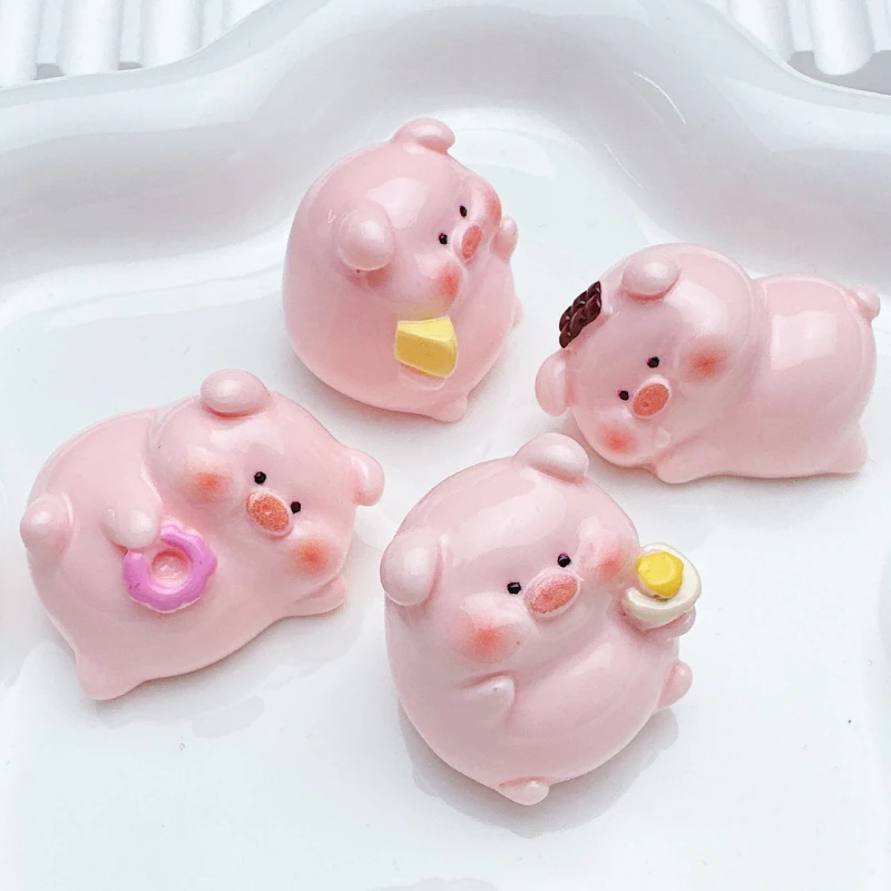 Cute Mini Cartoon Piggy Ornaments Resin Pink Pig Computer Desktop Home Decoration Office Garden Car Decor Accessories Gift