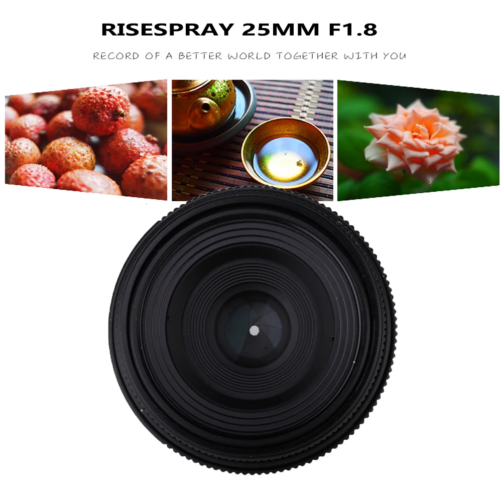 RISESPRAY 25mm F1.8 Mini CCTV C Mount Wide Angle Optical Len for Nikon N1 Sony NEX Fuji Olympus EOSM Panasonic Mirrorless Camera